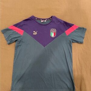 Puma Purple and Green Crew Neck Tee